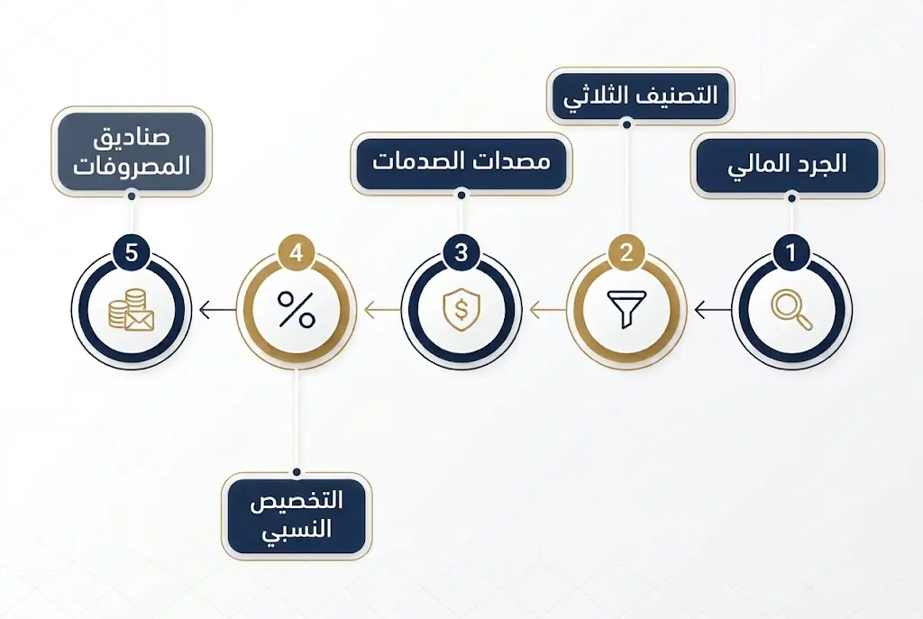 رسم توضيحي للخطوات الخمس العملية لبناء ميزانية شخصية مرنة من الصفر