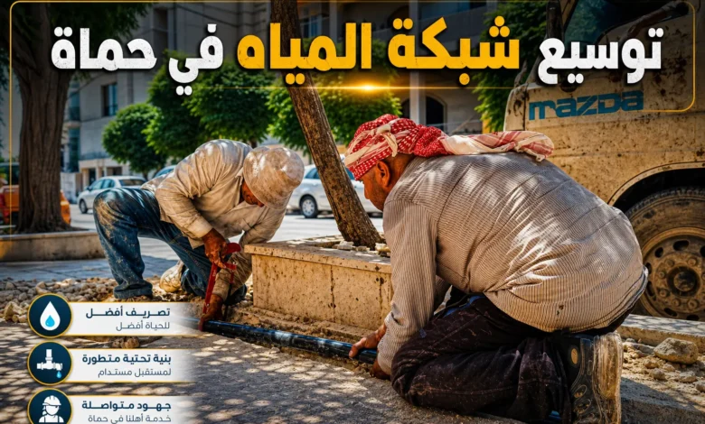 توسيع شبكة المياه في حماة