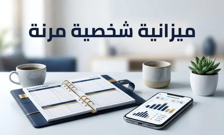 صورة غلاف احترافية تعبر عن مفهوم الميزانية الشخصية المرنة مع أدوات التخطيط المالي