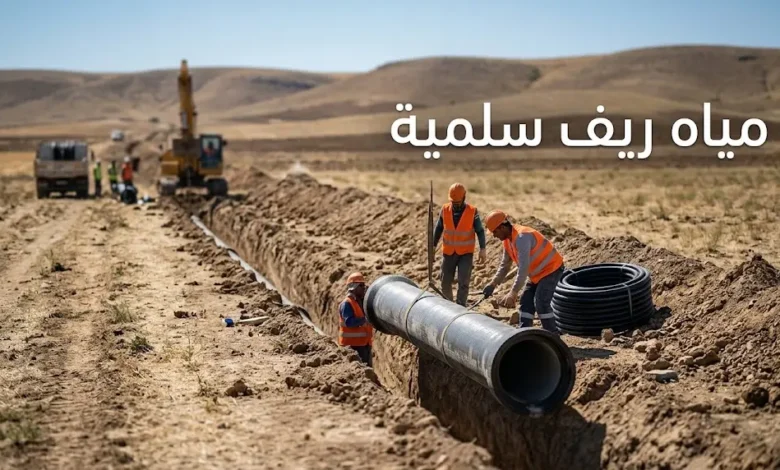 مشروع مد خطوط أنابيب مياه ريف سلمية لتأمين مياه الشرب لسبع قرى