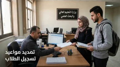 صورة واقعية من مكتب تسجيل جامعي في سوريا توضح تمديد مواعيد تسجيل الطلاب للعام الدراسي 2025-2026