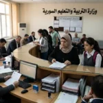 صورة واقعية من مكتب تابع لوزارة التربية والتعليم السورية توضح بدء تقديم طلبات الاعتراض على نتائج الشهادة الثانوية 2026