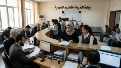 صورة واقعية من مكتب تابع لوزارة التربية والتعليم السورية توضح بدء تقديم طلبات الاعتراض على نتائج الشهادة الثانوية 2026