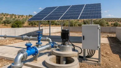 أعمال تأهيل البئر الغربي ومنظومة الطاقة الشمسية لشبكة مياه مدينة كرناز في حماة