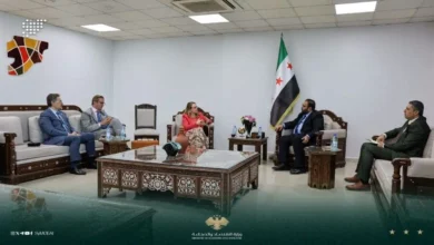 لقاء نائب وزير الاقتصاد باسل عبد الحنان مع مارغريت شرامبوك لبحث فرص الاستثمار في سوريا وتوطين التكنولوجيا الصناعية.