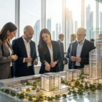 مجسم معماري متطور ومشاركون في فعاليات ملتقى التطوير العقاري IREX 2026