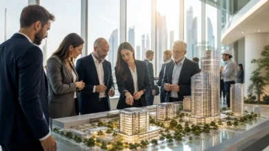 مجسم معماري متطور ومشاركون في فعاليات ملتقى التطوير العقاري IREX 2026